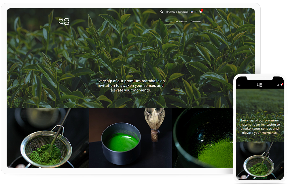ทำเว็บไซต์ จำหน่ายสินค้าและอปุกรณ์ชงมัทฉะ จาก KOYO